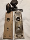 Antique vintage Ornate Cast Iron Door Knob Backplates Door Hardware Salvage