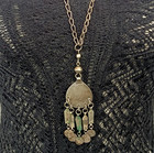 Middle Eastern Tribal Fish Coin Necklace Ethnic Chandelier Folk Statement Vtg
