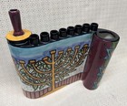 Vtg Ceramic Hanukkah Chanukah Menorah Torah Scroll Design Judaica