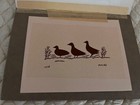 Vintage Small Original Pen And Ink Drawing Ducks Signed Matted