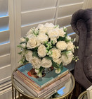 Artificial Peonies Silk Flowers  White Faux Peony Bouquet 2 Bundles Florals Arra