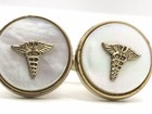 Pair Of Vintage Anson Gold Tone Medical Caduceus Symbol Cufflinks