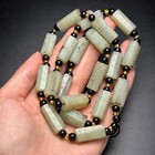 Chinese Antique Han Dynasty Hetian Ancient Jade Carved Inscription Jade Necklace