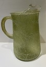 Highly Collectible Retro Mcm Spaghetti String Frosted Rubber Pitcher   3 Glasses