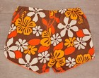 Men s Vtg 1960s Brown Yellow   Orange Floral Swimsuit Shorts Sz M 60s Trunks