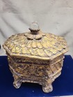 Antique Style French Resin Gold-gilt Plaques Casket W  Lid