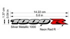 1000r Neon Fluorescent Red Silver Metallic Decal Decals Sticker S 1000 Gsxr 