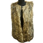 Merona Tan cream gray Faux Fur Fully Lined Open Front Vest- Sz  Small Warm  Cozy
