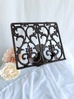 Vintage Cast Iron Cookbook Bood Ipad Holder Stand Brown With Lavender Tassels