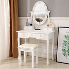 Vanity Dressing Desk Makeup Table Set 5 Drawers Stool With Led Lighted Mirror