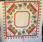 Vtg Pennsylvania Dutch Folk Art Tablecloth Coffee Tea Cups Canisters Linen 50x50