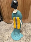 Hakata Urasaki Vintage Doll Lady In Teal Bird Kimono