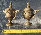 Vintage Neoclassical Cast Brass Urn Finials Draped Garlands Pair 4 5 x4 hardware