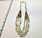 Old Vintage Or Antique 9-karat Solid Gold Pattern Glass Beaded Handmade Necklace
