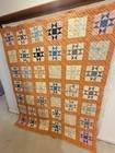 Antique Ohio Star Shirting Fabrics Hand Quilted 82    X 69    19th C Quilt Signed