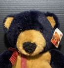 Dakin Gingham Bear Plush 18  Black Brown Teddy Bow Vintage 1995 Toy Pet Lovey