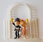 Vtg Anniversary Cake Topper New Years Man Top Hat Lady Pink Dress Toasting