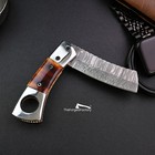 Damascus Steel Cigar Cutter Knife Tactical Pocket Edc Tool With Sheath
