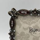 Nos Nwt Bijou 4x4 Enamel   Rhinestone Picture Frame Ornate Metal Scroll Decor