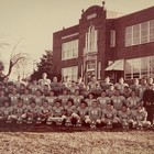 Vintage Press Photograph Boy   s School Football Team 70s Children Fall Sports