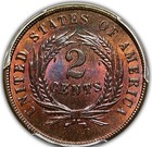 1864 Large Motto Two Cent Piece Pcgs Ms 63 Bn Rich   Lustrous Red Oak  Mahogany 