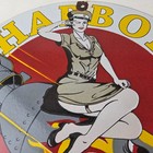 Vintage Harbor Gasoline Sign - Bomber Girl Gas Pump Motor Oil Porcelain Sign
