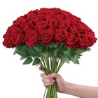 20pcs Artificial Red Rose Flowers Realistic Silk Look Wedding Table Home Decor