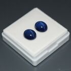 5 Mm Natural Oval Cabochon 6 Rays Star Blue Sapphire Loose Gemstones Pair