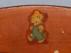 Vintage Wood Slat Seat Toddler Child Size Chair W teddy Bear Decal 