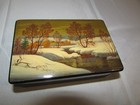 Beautiful Vintage Winter Landscape Russian Lacquer Box Hand Signed Fedoskino