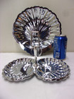 2 Pc Vintage Shelton Ware Chrome Double Clam Shell Dish   Tray Ocean Beach Usa