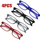 4 Pair Rectangular Spring Hinge Power Reading Reader Glasses For Mens Womens 1-3