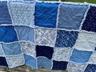 New Throw Size Rag Quilt Handmade Blue Floral Cotton