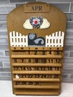 Vintage Hand Painted Wooden Kitty Cat Theme Perpetual Wall Calendar Nice  