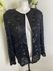 Vintage Black Swee Lo Womens Jacket Sequin Top Party Disco 80s Glam Dynasty Xl