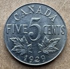 Canada 1929 5 Cents Km 29 George V 1929 Five Cents Choice About Uncirculated