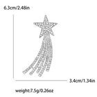 Rhinestone Silver Twinkling Tassel Shooting Star Comet Brooch Pin Jewelry Gift