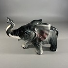 Vintage Elephant Figurine Trunk Up Gray Ceramic Animal Statue Decor