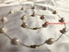 18  Aaa  10-12mm Real Natural White South Sea Pearl Necklace Bracelet 14k Set