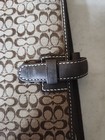 Coach Signature Canvas Agenda Planner Organizer Brown Monogram Leather Trim