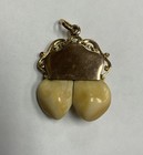 Vintage 10k Yellow Gold Pendant Double Tooth Elk Lodge W Diamond   Rubies 16 3 G