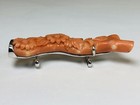 Y5797 Obidome Sash Clip Coral Sculpture Flower Japan Kimono Accessory Antique