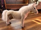 Vintage Hansa White Unicorn Plush Stuffed Animal Toy 16 X 14 Inch Handmade Gift