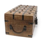 Treasure Chest Wooden Box With Antique Iron Lock And Skeleton Key  large 14 5   