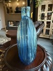 Empoli Blenko Glass Decanter Turquoise Ice Blue Squat Bottle Vintage Mcm Italy