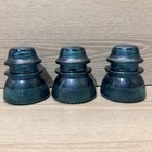 Hemingray 42 Electrical Glass Insulator Made In Usa Lot Of 3 Aqua Blue Green