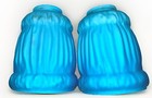 2 Cased Glass Pendant Wall Sconce Lamp Shades Cased Baby Blue Over Opal White