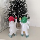 Rare Vintage Japan Snowman Couple Salt And Pepper Shakers Skating Christmas