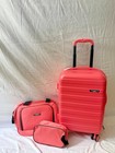 Travelers Club Austin Hard Side 20  Carry On Luggage Set 3 Piece Coral Orange