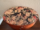 Vintage Shaker Style Bentwood Oval Sewing Box Floral Tapestry Padded Lid Box 11   